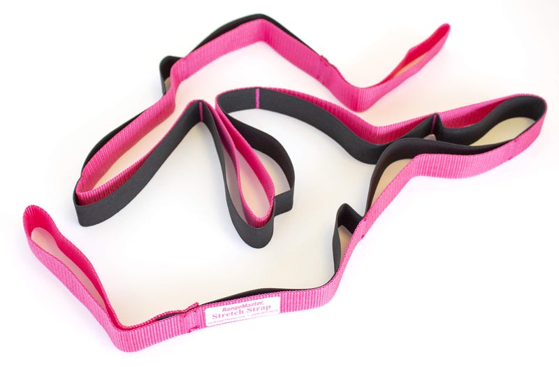 RangeMaster Dual Stretch Strap | Static and Elastic Side With Center Loop | Perfect for Yoga, Pilates, and Physical Therapy | Flexibility and Range of Motion Tool | Pink - Image 1